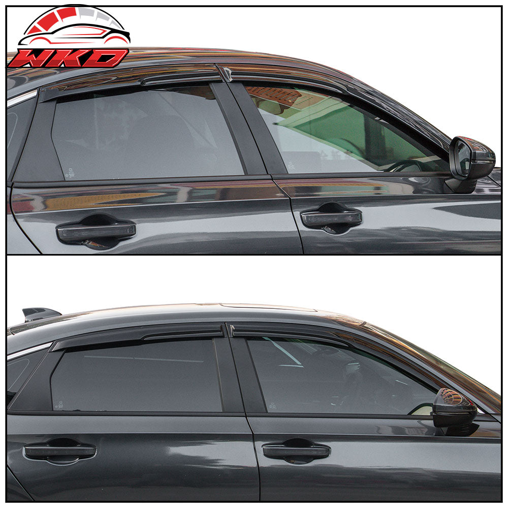 Fits 22-26 Honda Civic Sedan Mugen Style Window Visors Acrylic Air Deflector 4Pc