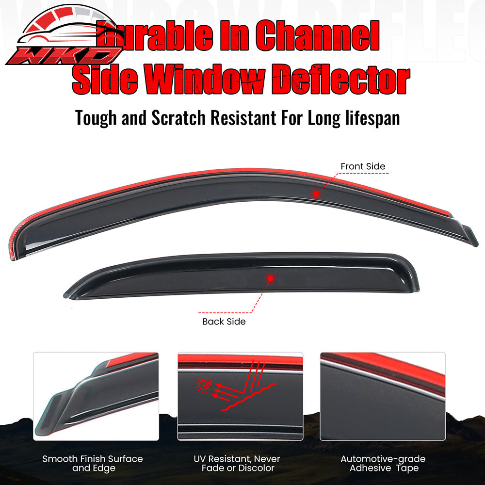 Fits 07-14 Chevy Tahoe & GMC Yukon Window Visors Rain Guard Deflector In-Channel