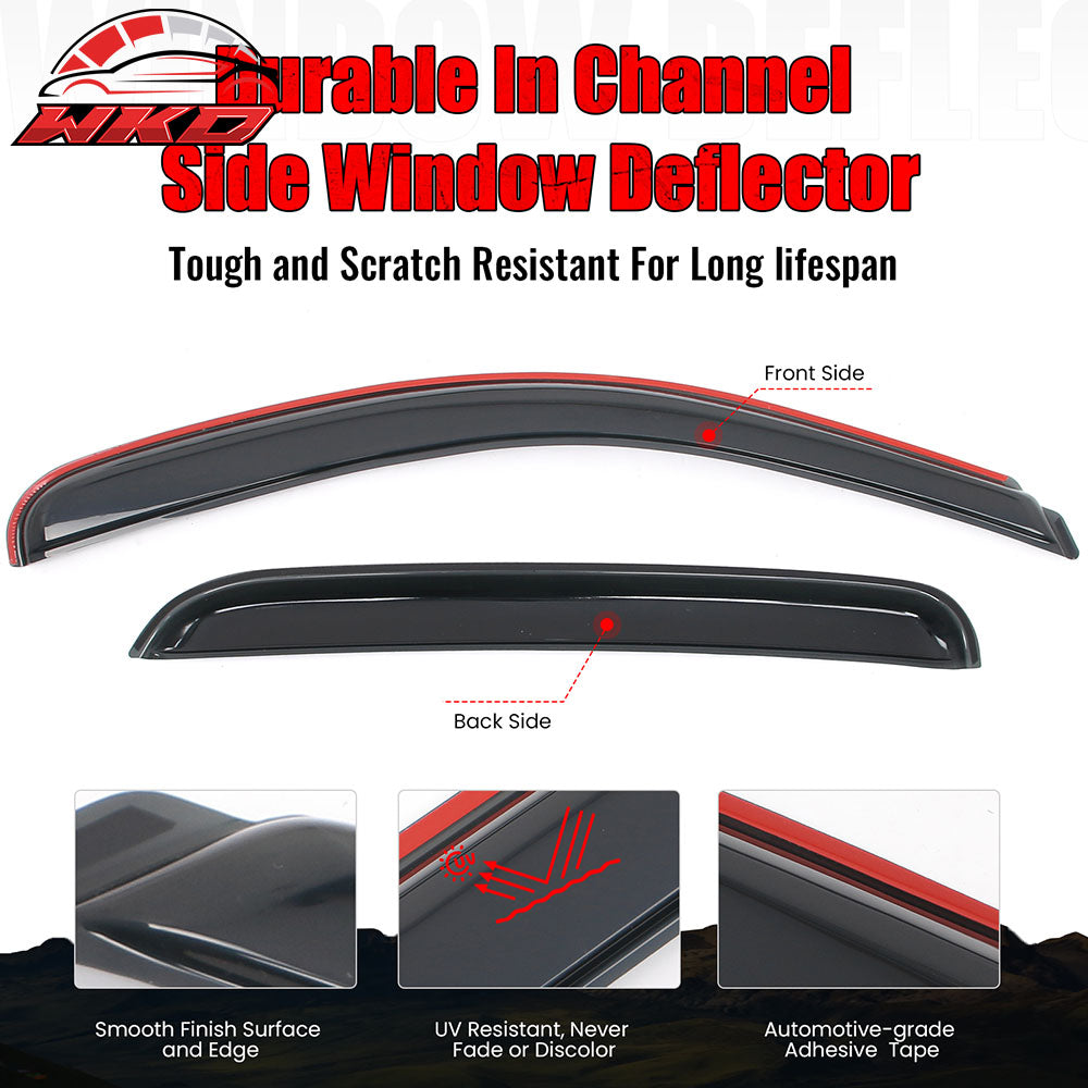 Fits 07-14 Silverado Sierra 1500 2500 HD Crew Cab Window Visors Guard In-Channel
