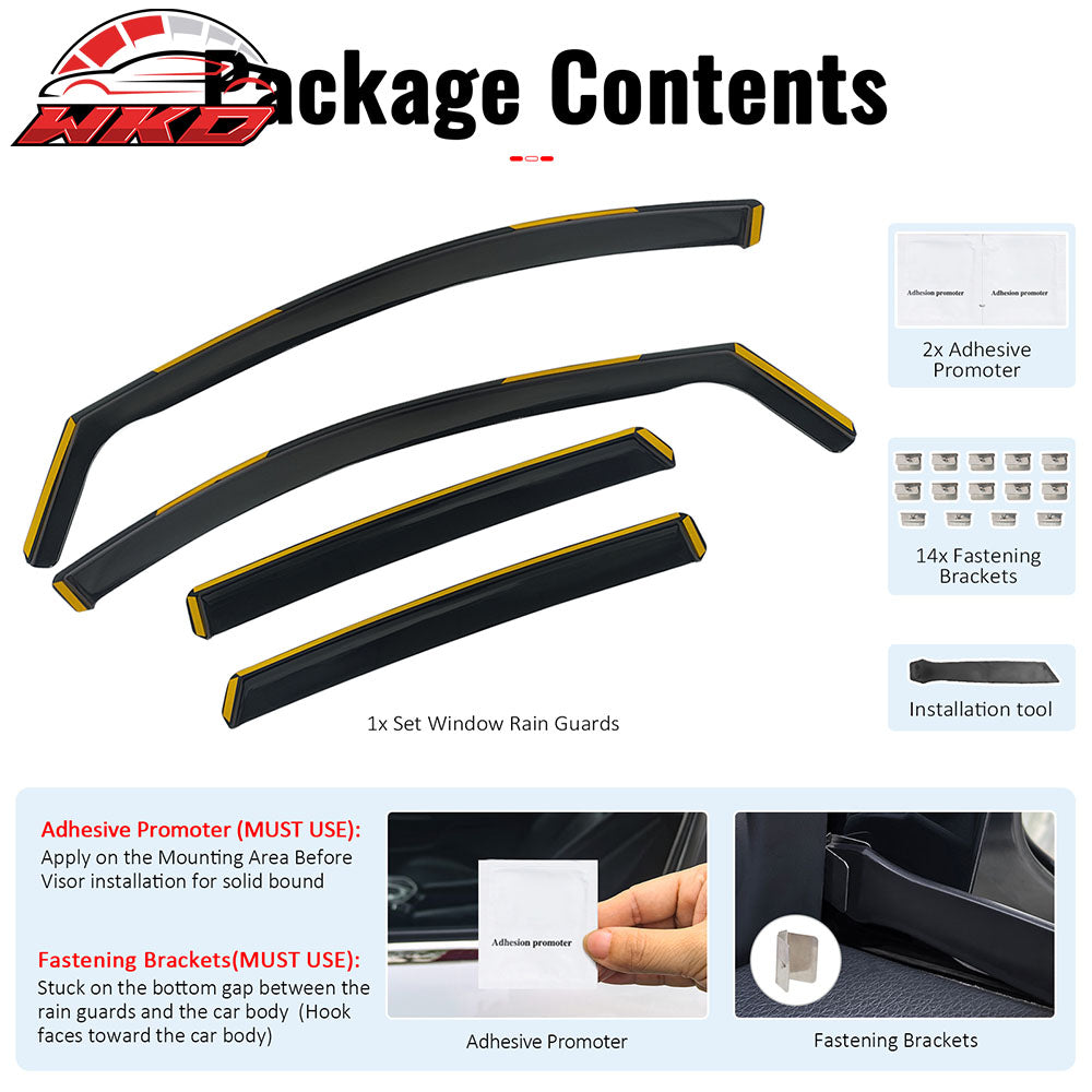 Fits 20-26 Ford Escape Side Window Visors Injection PC In-Channel Deflectors