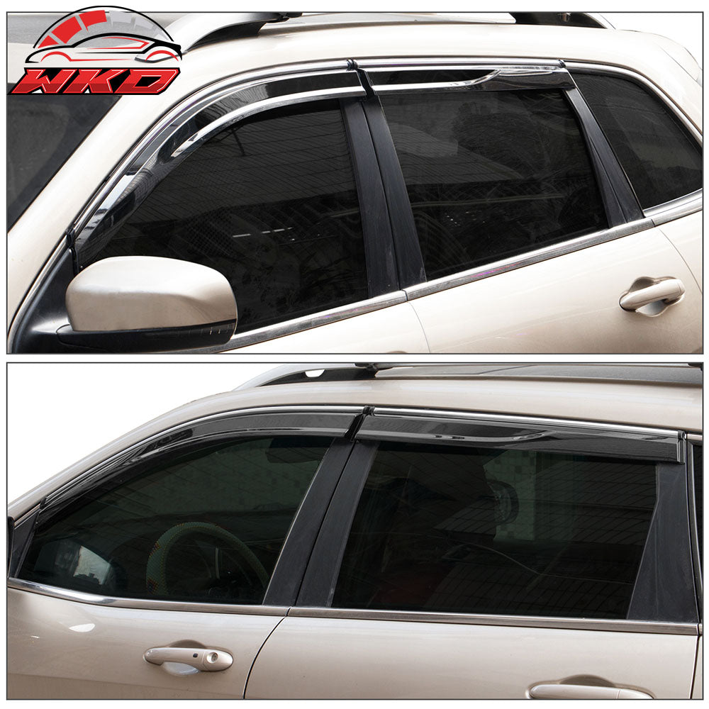 Fits 14-23 Jeep Cherokee KL Polycarbonate Window Visors w/ Chrome Trim 4Pc Set