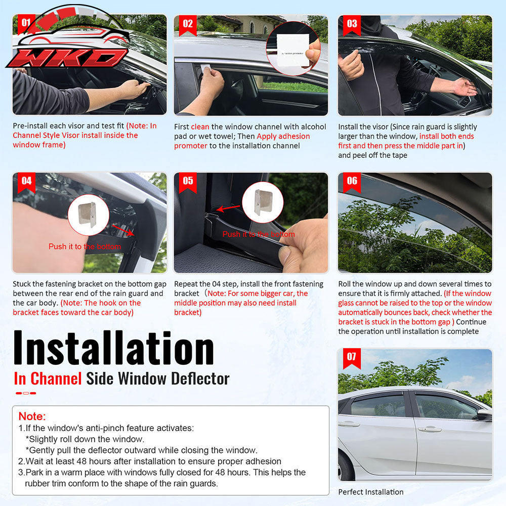 Fits 20-25 Benz W167 GLE Class SUV In-Channel Window Visors Rain Deflectors PC