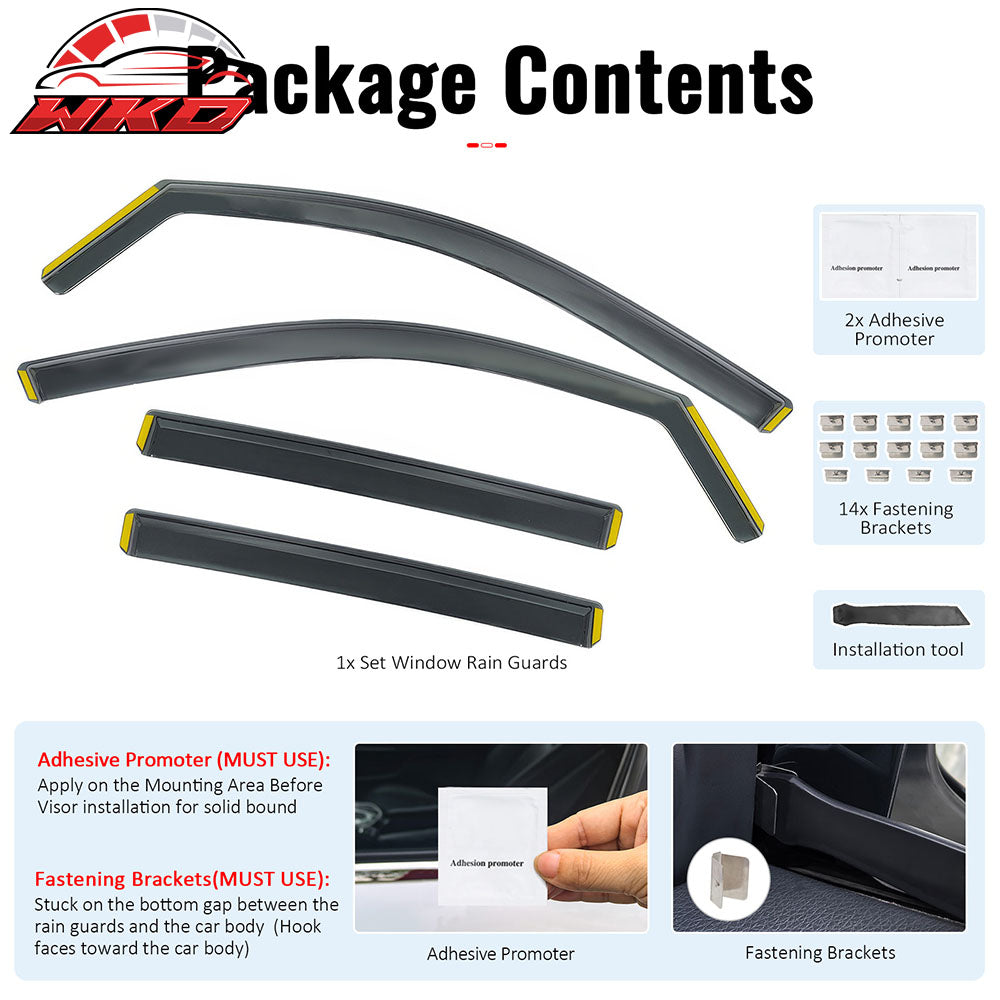 Fits 18-24 VW Volkswagen Tiguan In-Channel Window Visors Vent Rain Deflectors PC