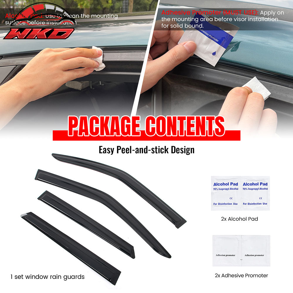 Fits 19-25 Chevy Blazer Window Visors Vent Rain Sun Guards Deflectors Tape-On