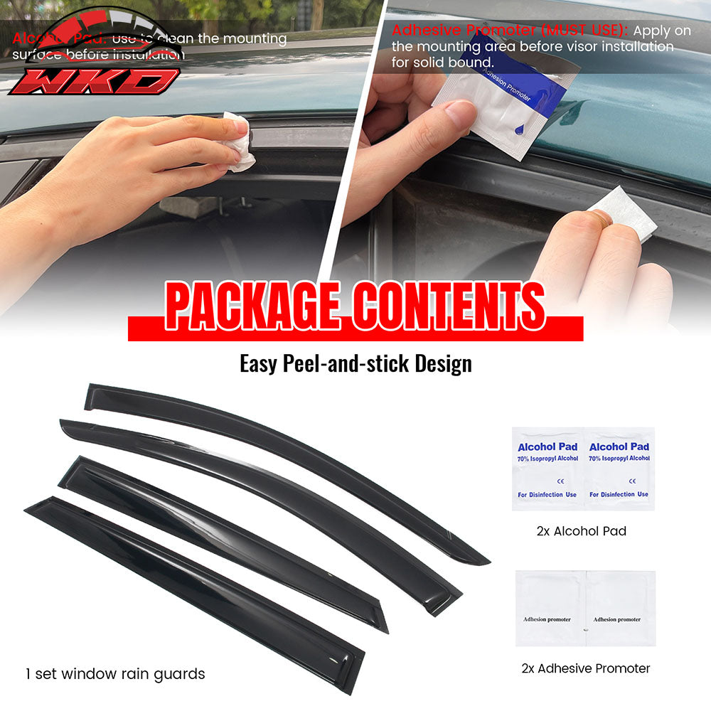 Fits 25-26 Kia K4 Window Visors Vent Rain Wind Sun Guards Deflectors Tape-On
