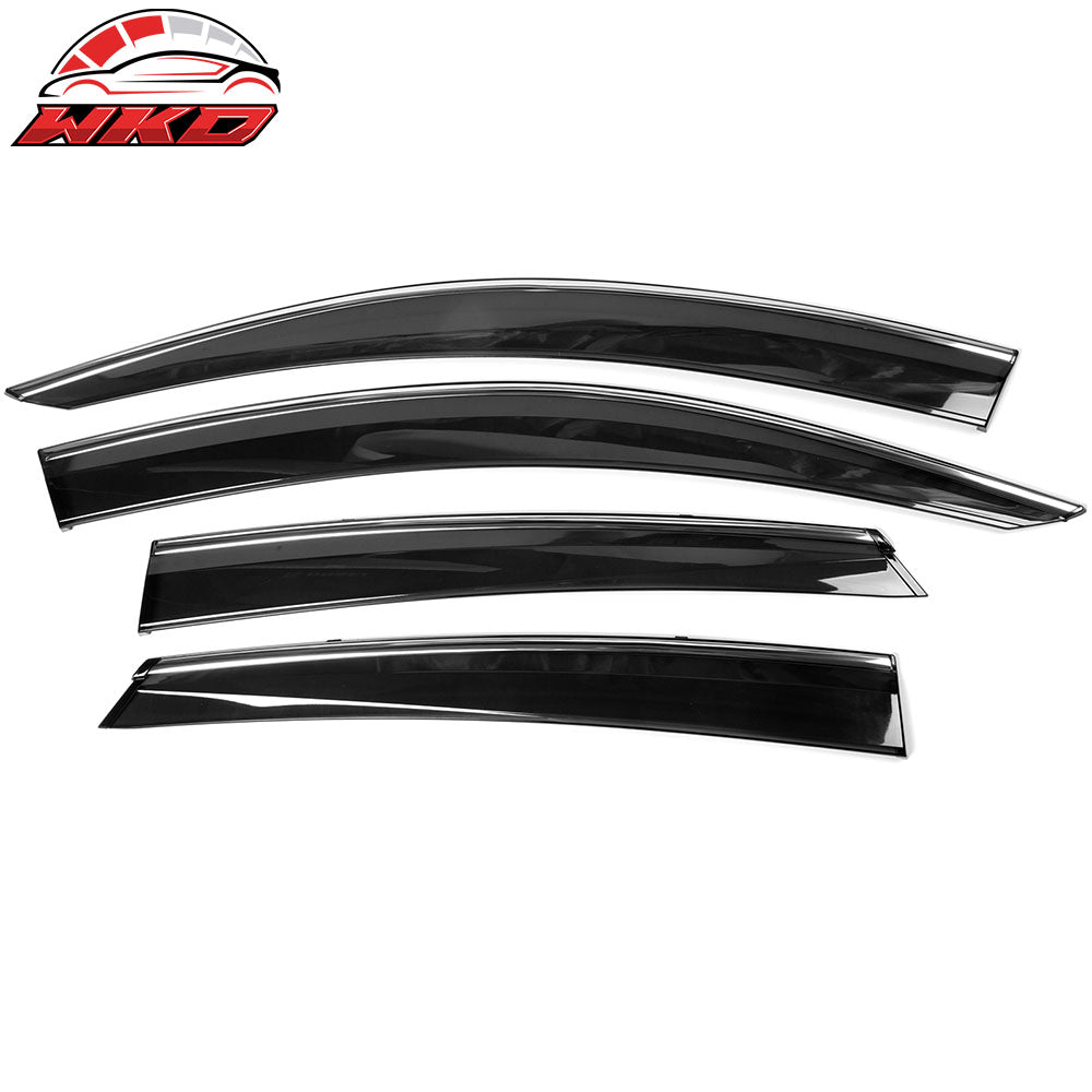 Fits 16-21 Honda Civic Sedan OE Style 4PCS Window Visors Sun Shade W/Chrome Trim