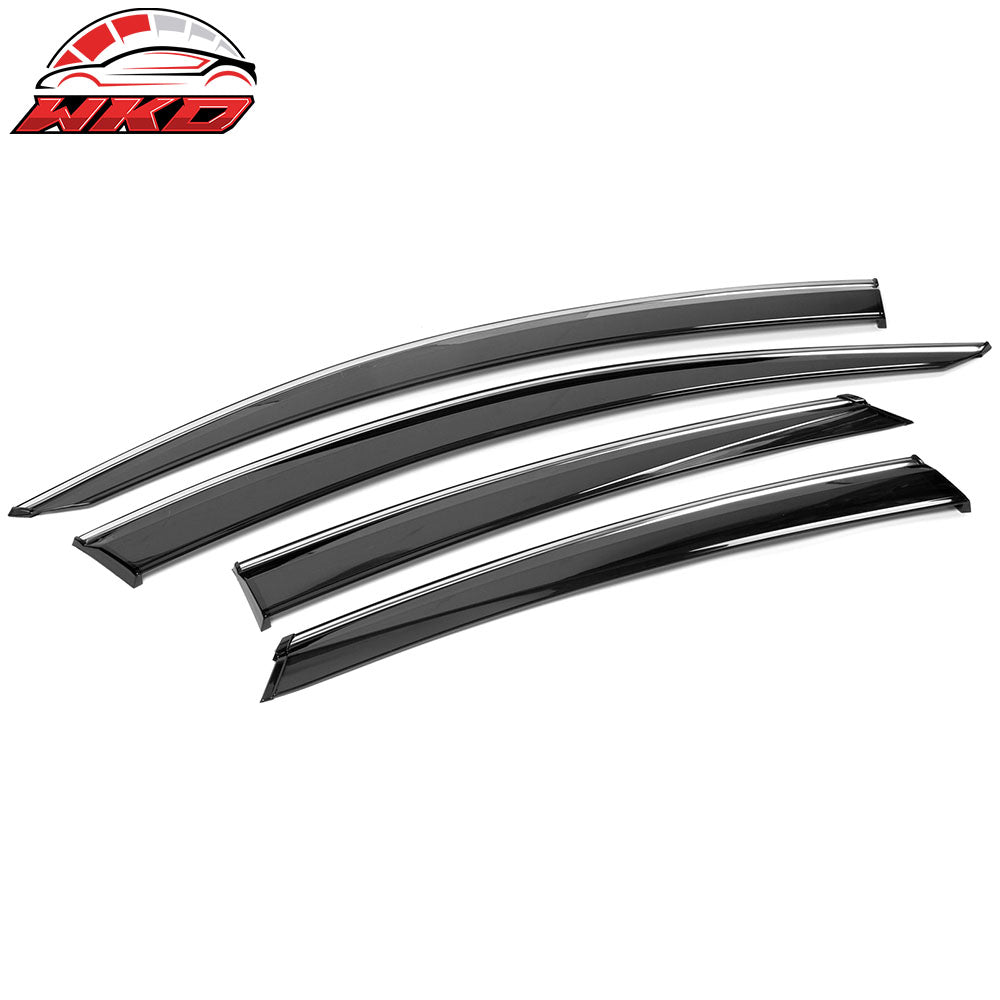 Fits 16-21 Honda Civic Sedan OE Style 4PCS Window Visors Sun Shade W/Chrome Trim