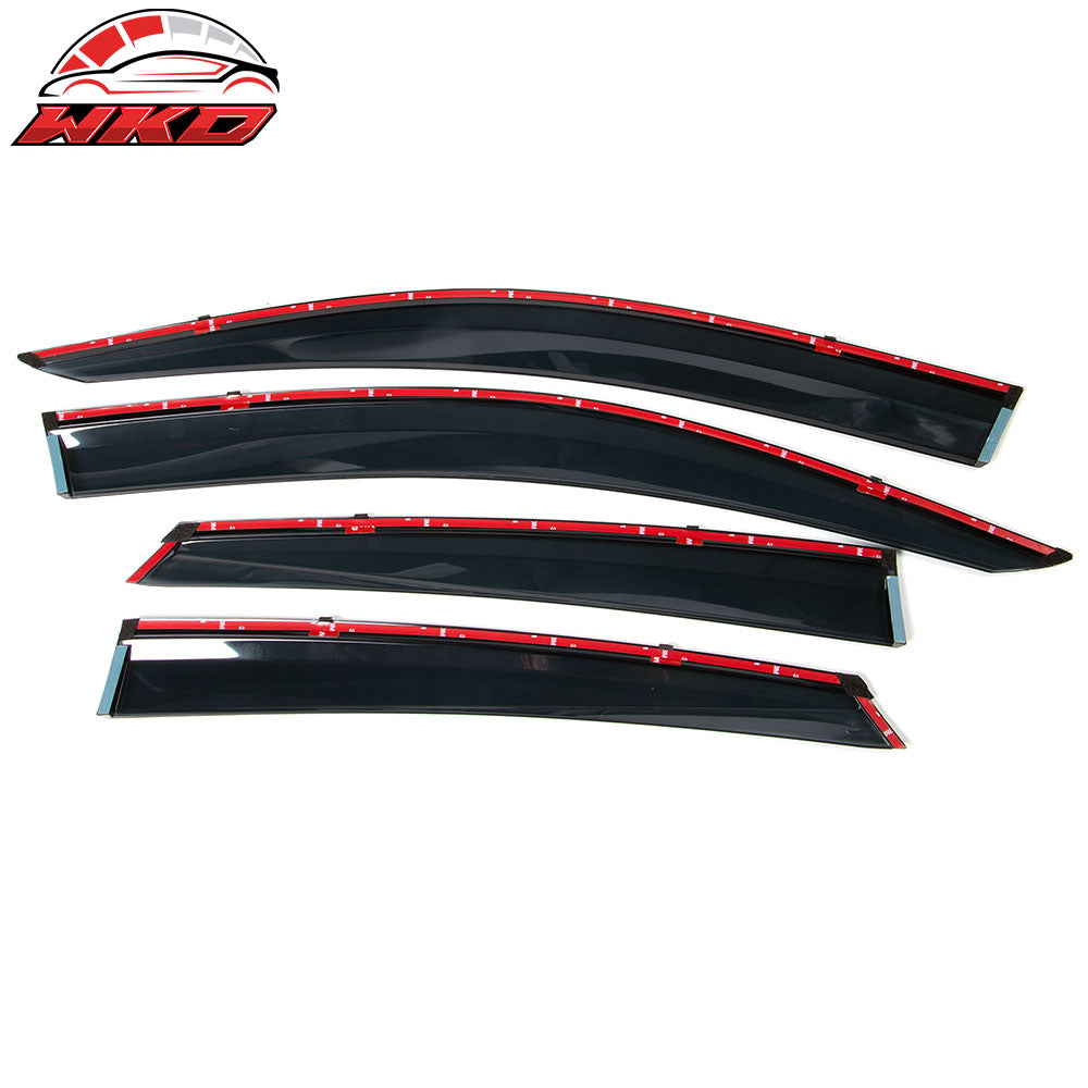 Fits 16-21 Honda Civic Sedan OE Style 4PCS Window Visors Sun Shade W/Chrome Trim