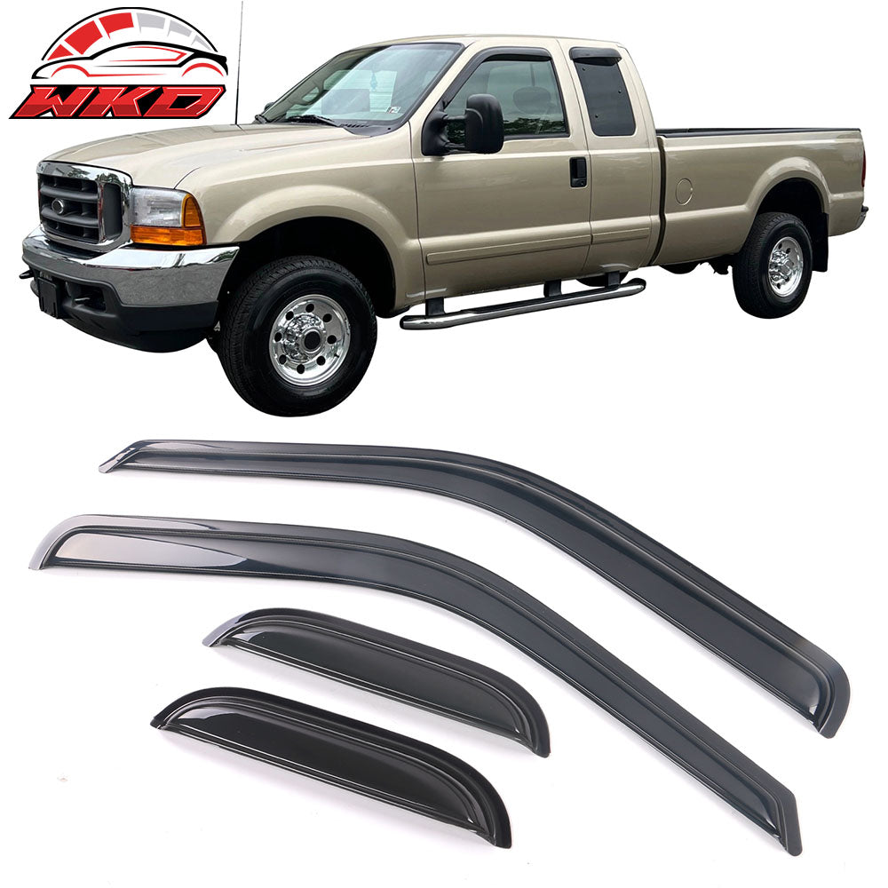 Fits 99-16 Ford F-250 F-350 Super Duty Extended Cab 4PCS Window Visors Sun Shade