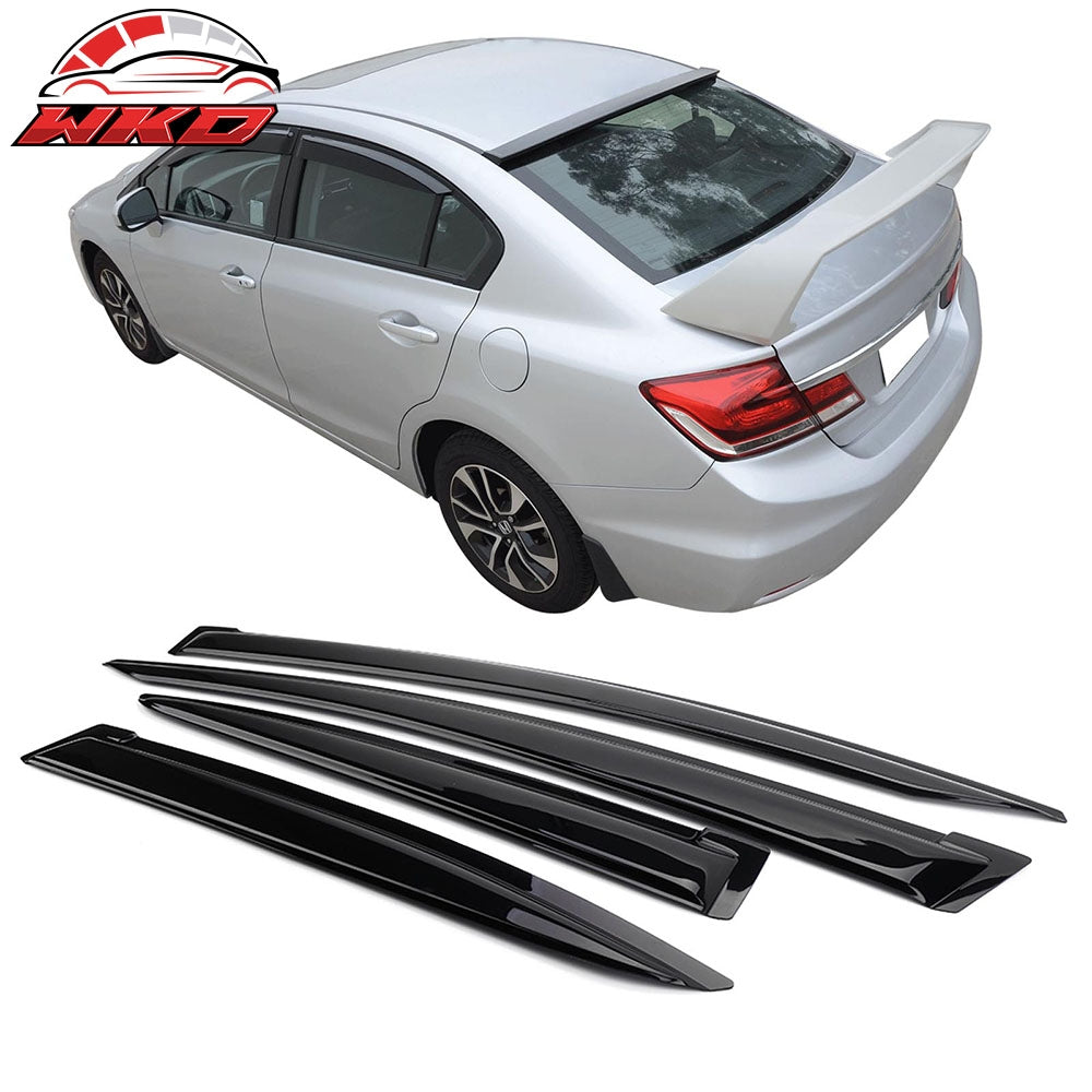 Fits 12-15 Honda Civic Sedan Window Visors Acrylic Sun Guard Rain Deflector 4PC