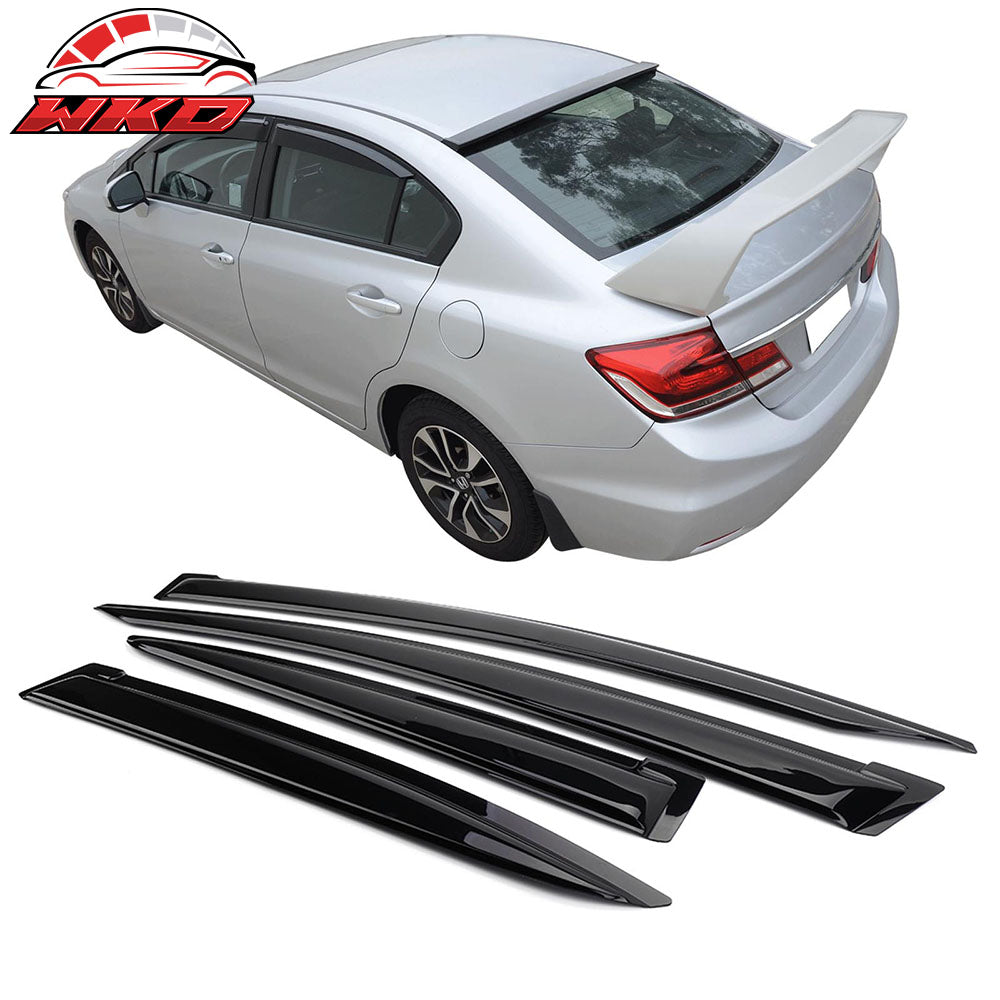 Fits 12-15 Honda Civic Sedan Window Visors Acrylic Sun Guard Rain Deflector 4PC