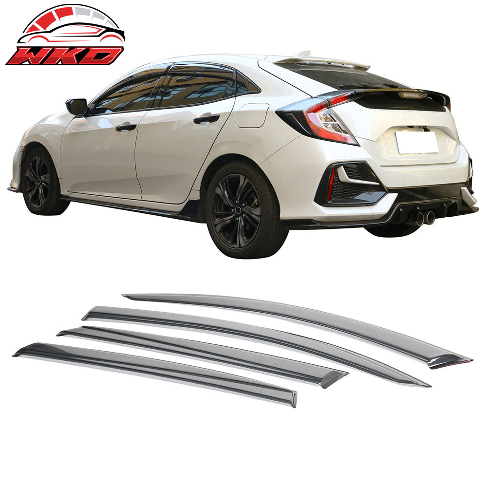Fits 17-21 Honda Civic 10th Gen X HB5 Smoke Acrylic Window Visors Sun Deflector