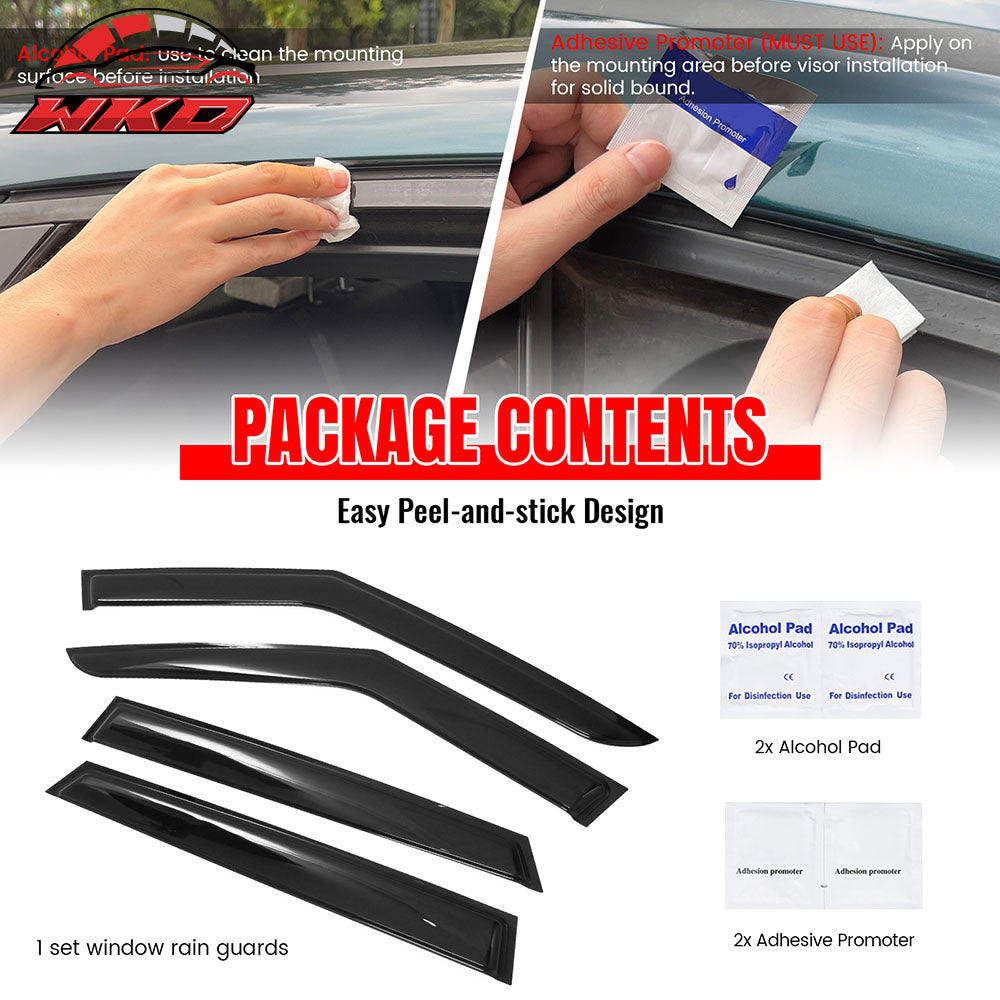 Fits 18-25 Land Rover Range Rover Velar Window Visors Sun Rain Deflector Tape-On