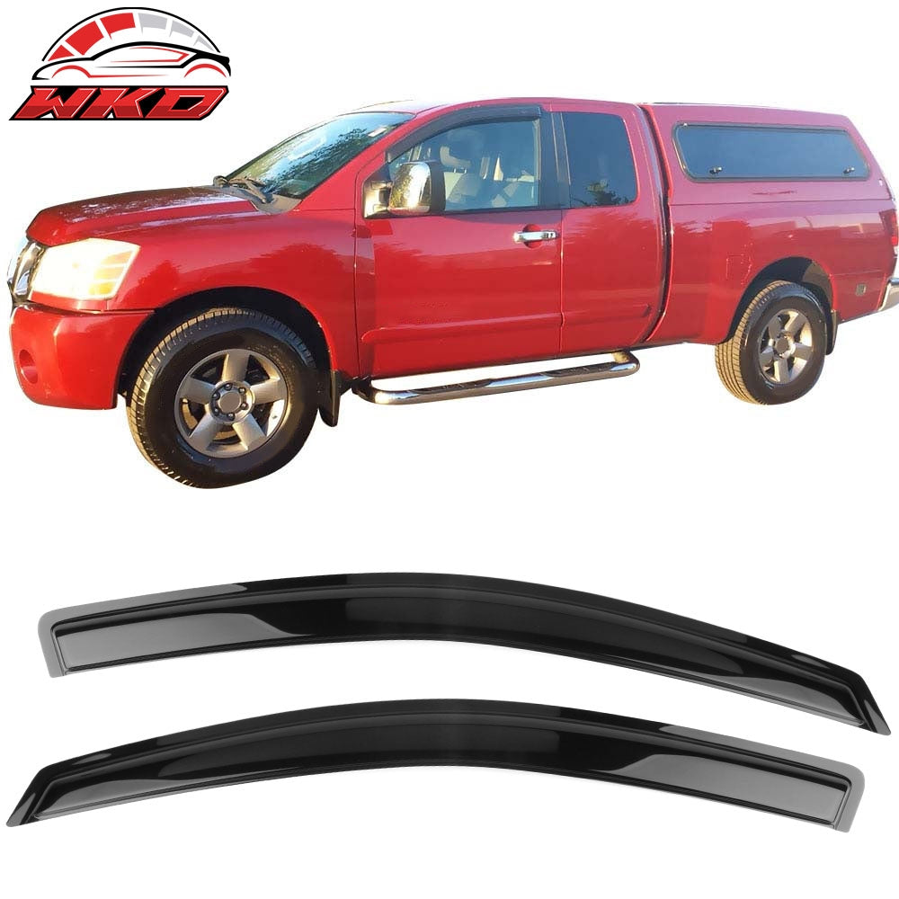 Fits 04-15 Nissan Titan King Cab Tape-On Window Visors Sun Guard Rain Deflectors