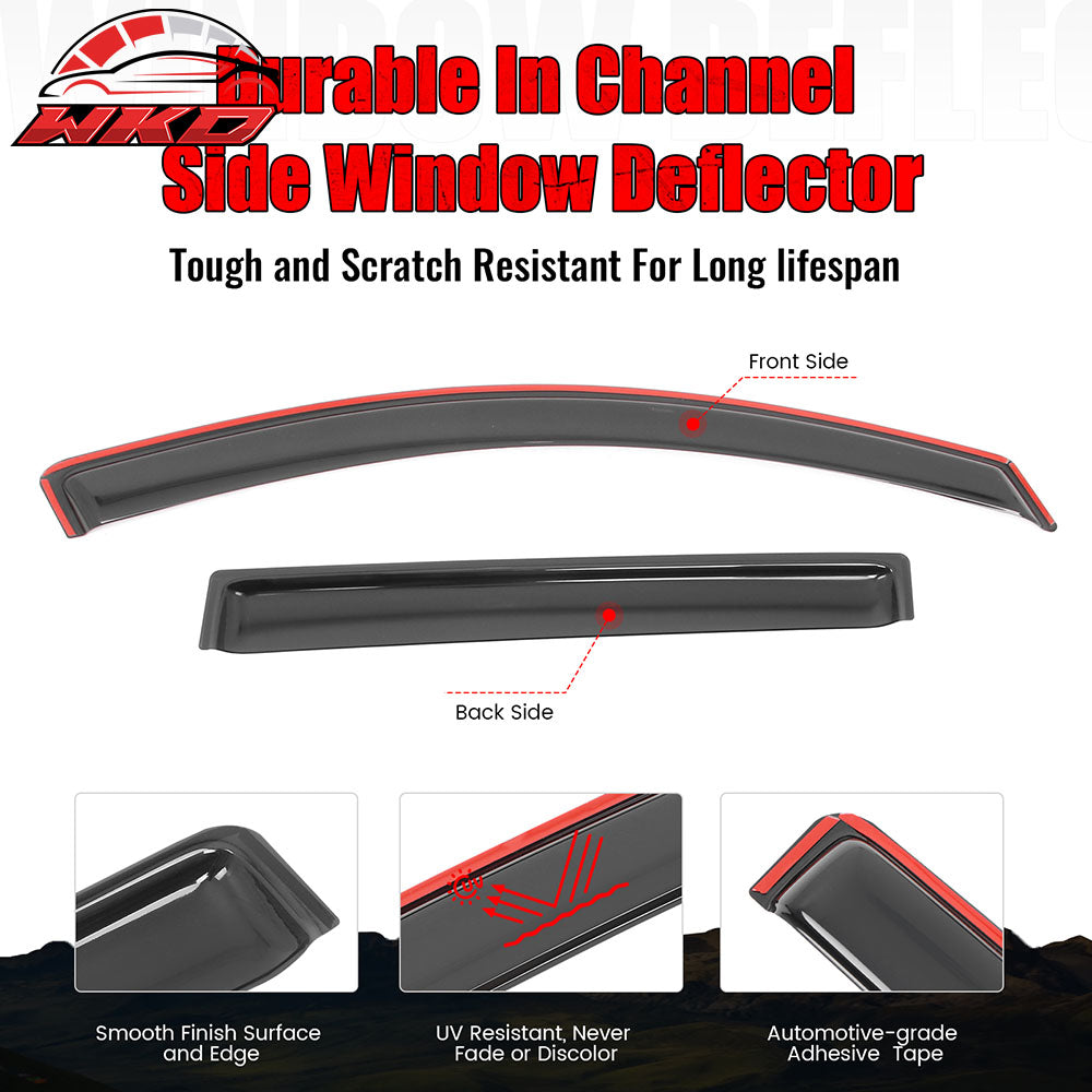 Fits 17-23 GMC Acadia In Channel Window Visors Acrylic Wind Sun Rain Guard Vent
