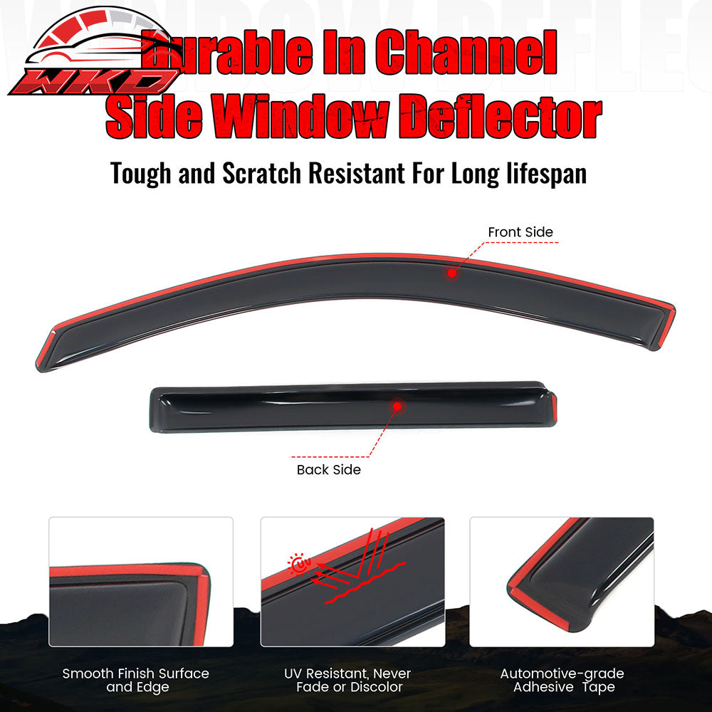 Fits 10-17 GMC Terrain Window Visors Acrylic In-Channel Rain Wind Shade 4PCS Set