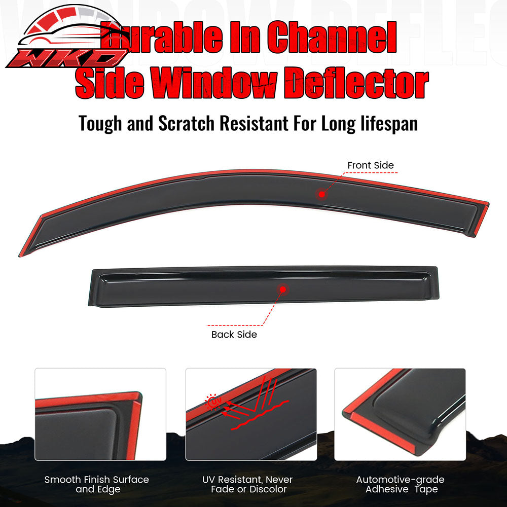 Fits 16-22 Honda Pilot 4PCS Side Window Visors Acrylic Deflectors - In-Channel