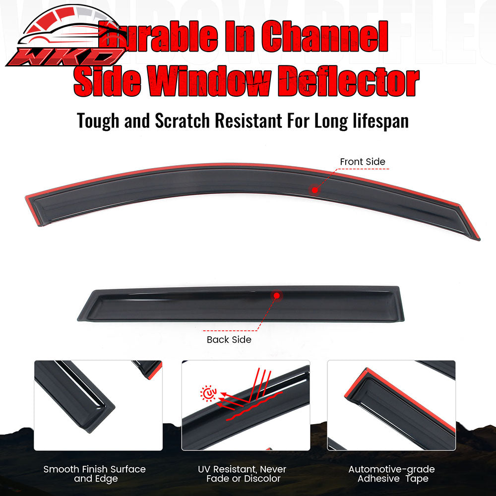 Fits 17-22 Nissan Rogue Sport 4PCS In-channel Window Visor Rain Sun Vent Shade
