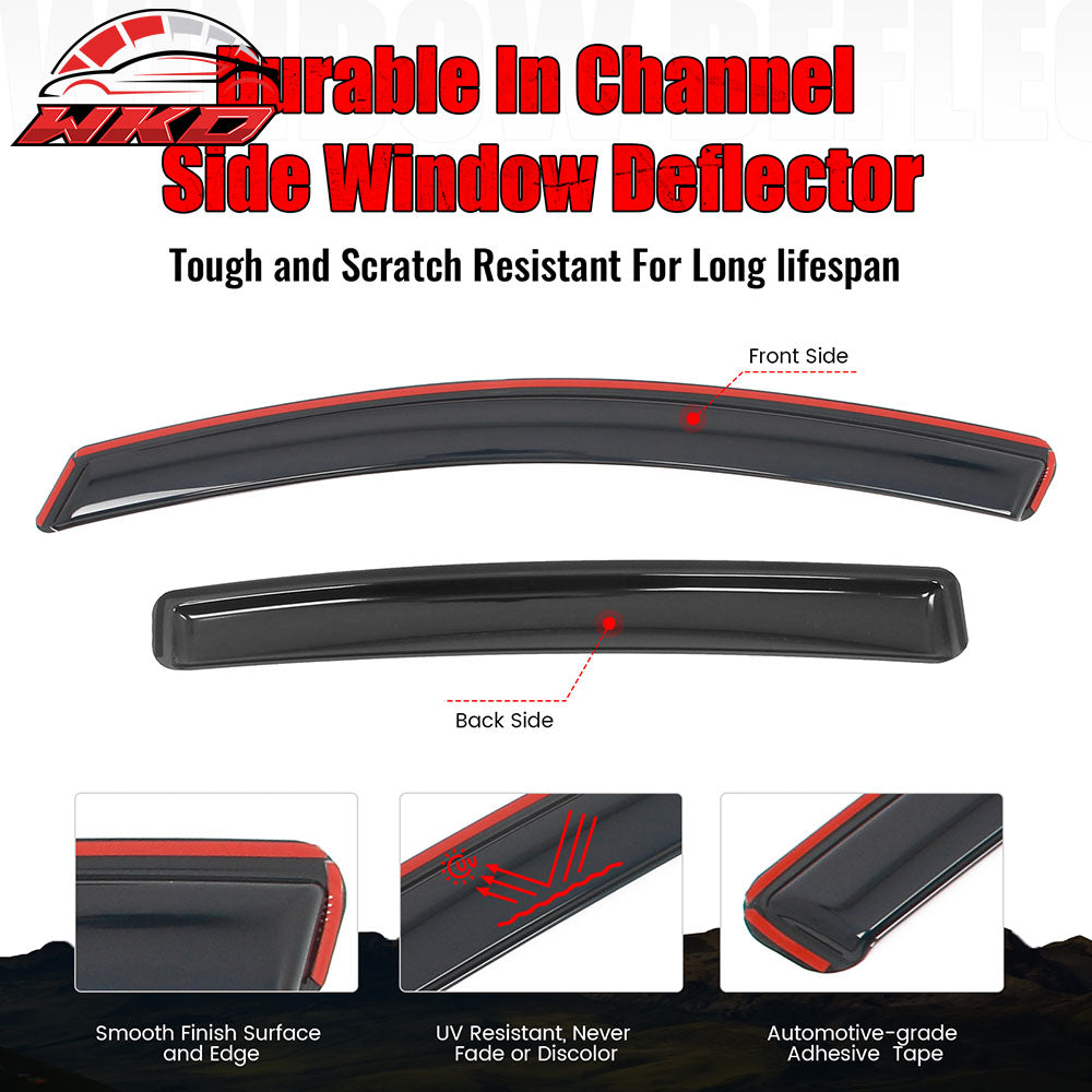 Fits 17-23 Subaru Impreza Hatchback In-Channel Side Window Visors 4PC Rain Guard