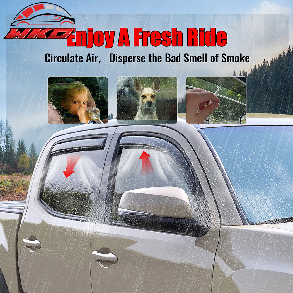 Fits 16-23 Toyota Tacoma Double Cab In-Channel Window Visors Acrylic Rain Shade