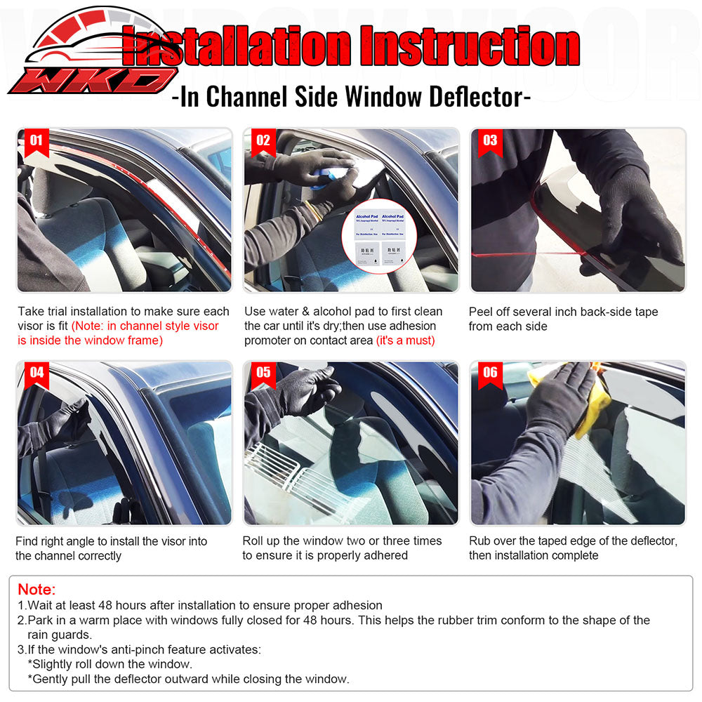 Fits 16-23 Toyota Tacoma Double Cab In-Channel Window Visors Acrylic Rain Shade