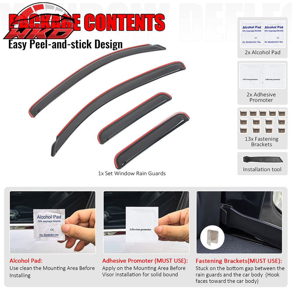 Fits 07-21 Toyota Tundra Double Cab In-Channel Window Visors Acrylic Rain Shade