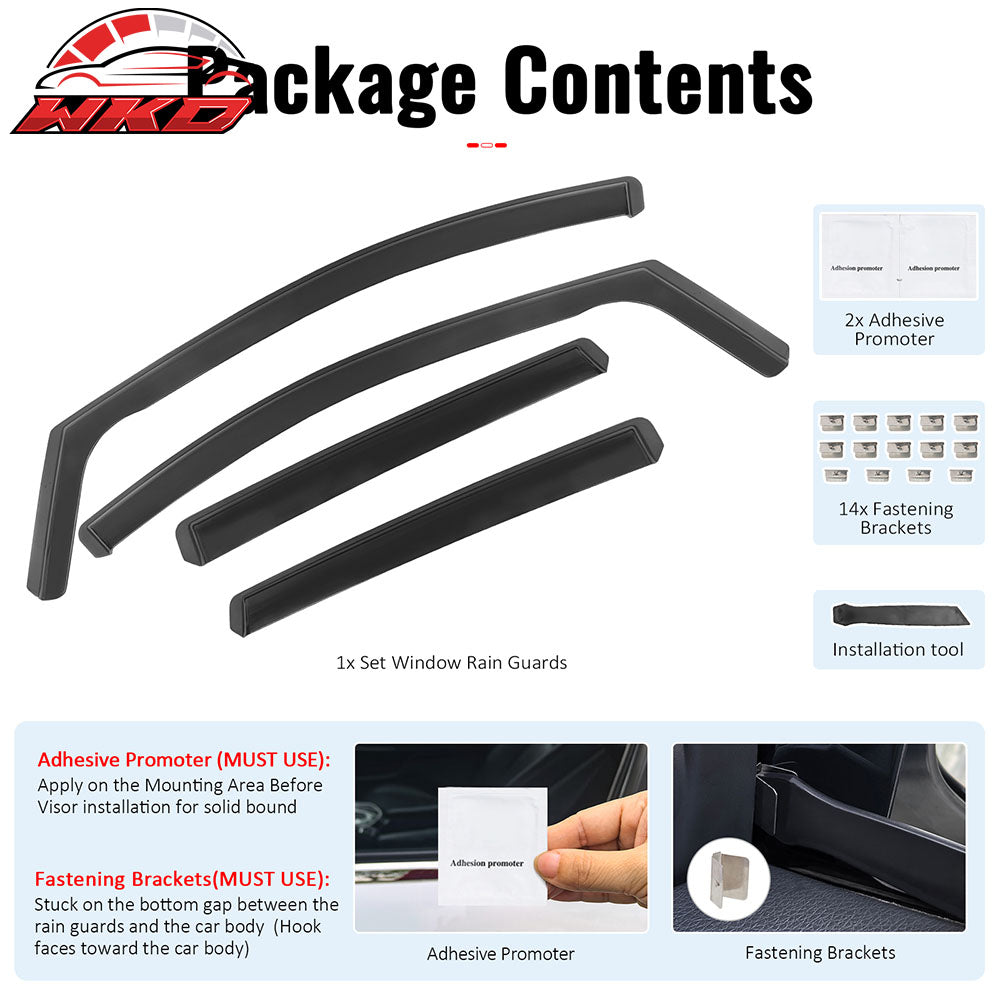 Fits 13-19 Ford Escape Side Window Visors Injection PC In-Channel Deflectors