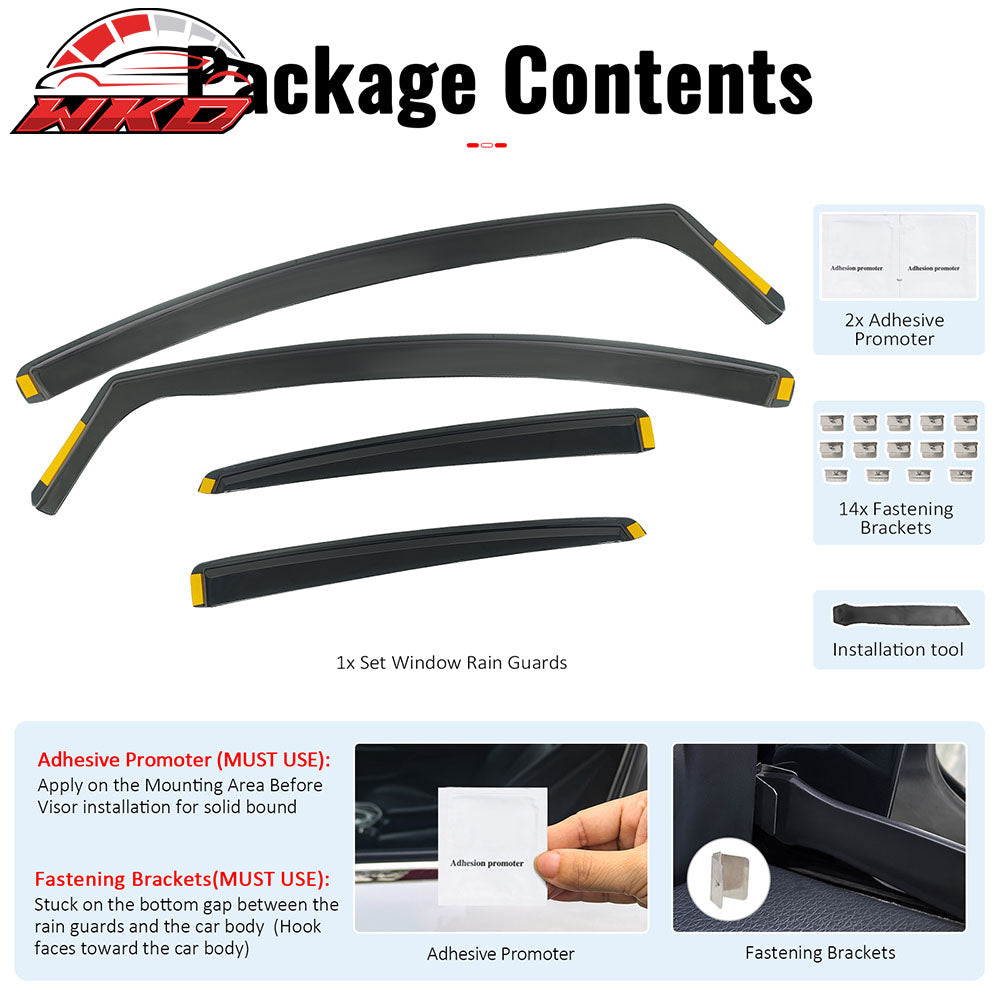 Fits 12-18 Ford Focus Sedan Hatchback Side Window Visors PC In-Channel Deflector