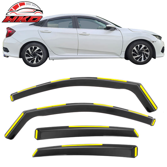 2016-21 Honda Civic Sedan Window Visors Injection PC In-Channel Deflectors | Wholesale
