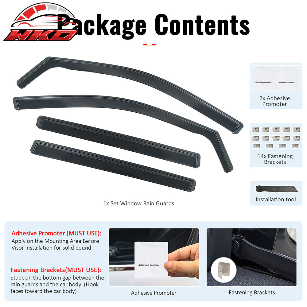 Fits 14-19 Toyota Highlander In-Channel Window Visors Rain Guards Deflectors PC