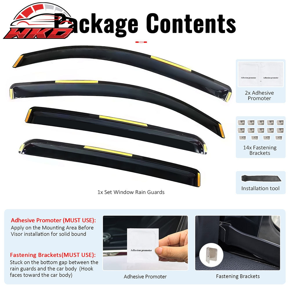 Fits 16-23 Toyota Tacoma Double Cab In-Channel Window Visors Guard Deflectors PC