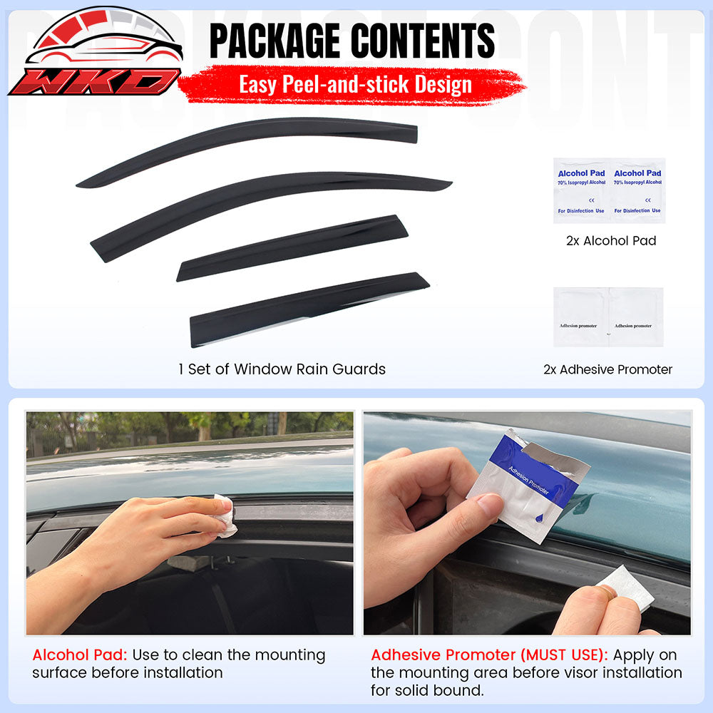 Fits 19-25 Audi Q3 Low Profile Style Tape-On Window Visors Vent Rain Deflectors