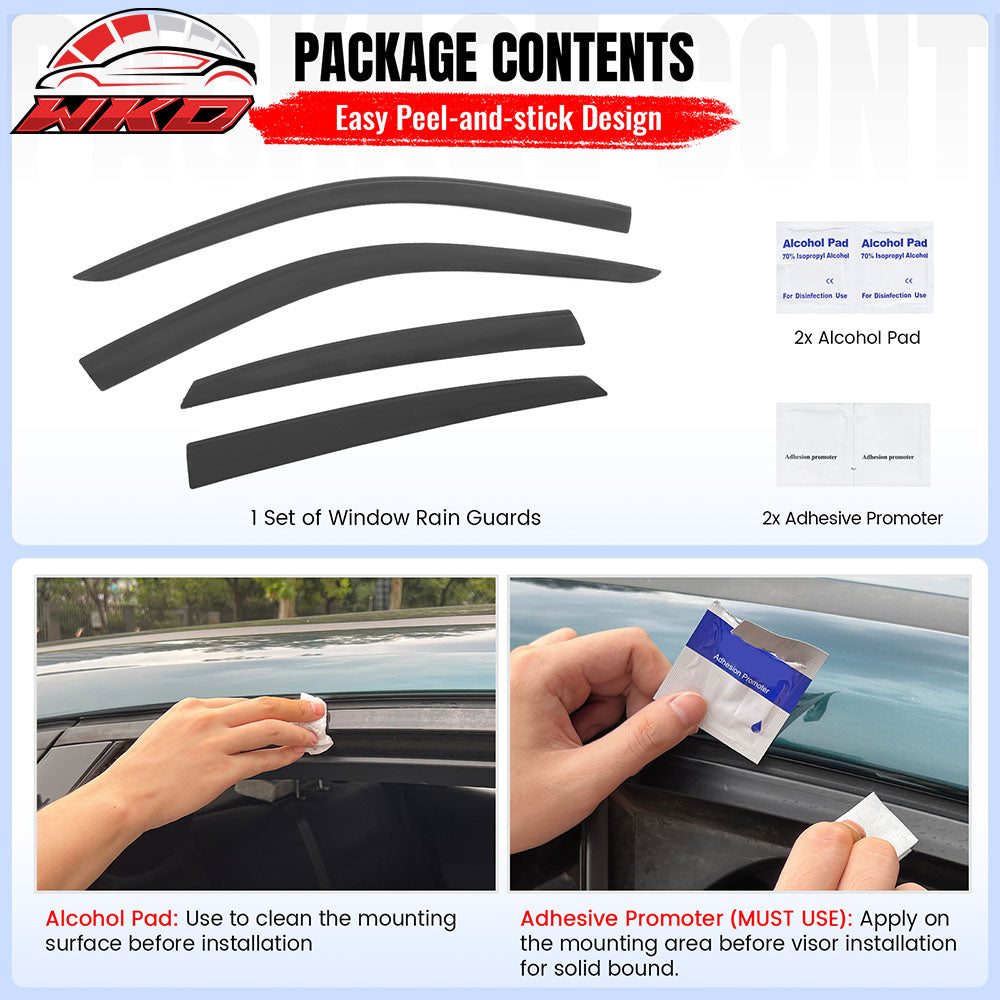 Fits 22-26 Honda Civic Sedan Low Profile Style Tape-On Window Visors Deflectors