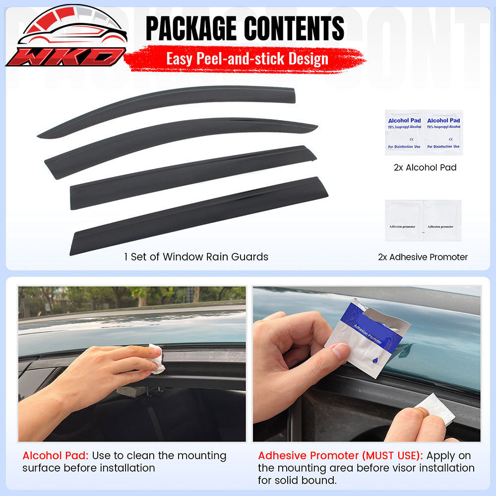 Fits 19-23 Hyundai Santa Fe Low Profile Style Tape-On Window Visors Deflectors