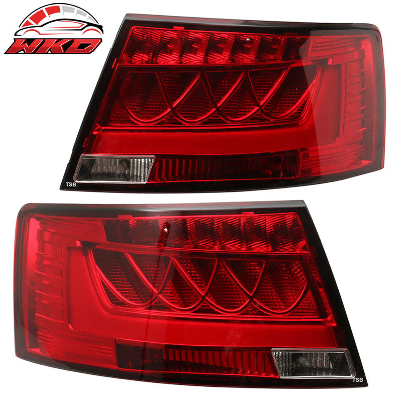 Fits 05-08 Audi A6 S6 Rear Tail Light Lamp Chrome Housing Red Clear Lens Pair