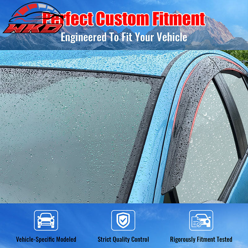 Fits 18-24 Audi Q5 SQ5 Low Profile Style Tape-On Window Visors Rain Deflectors