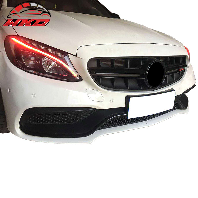 Fits 15-18 Benz W205 C-Class C63 AMG PP Front Bumper Conversion w/ Upper Grille