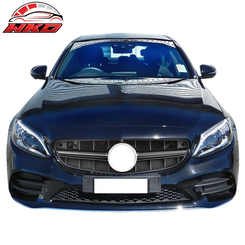 Fit 19-20 Benz C Class W205 Vertical AMG Style Grille Camera Hole