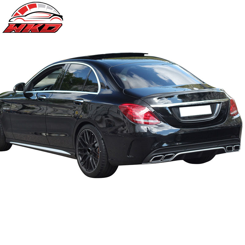 Fits 15-18 Benz W205 C-Class C63 AMG Style Rear Bumper Conversion w/ Muffler Tip