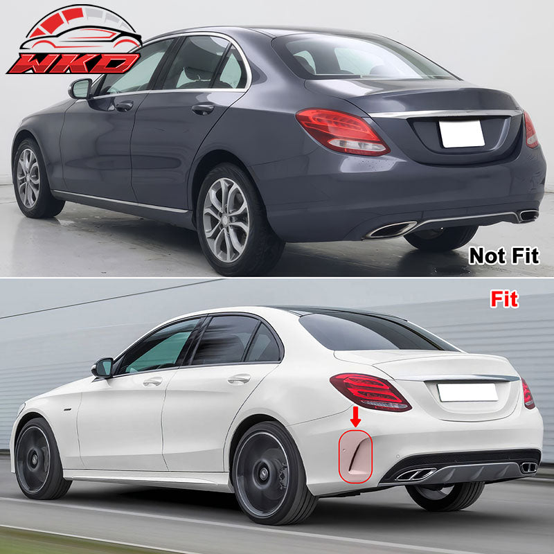 Fits 15-21 Benz W205 C-Class C63 C63S AMG B Style Rear Diffuser + Exhaust Tips