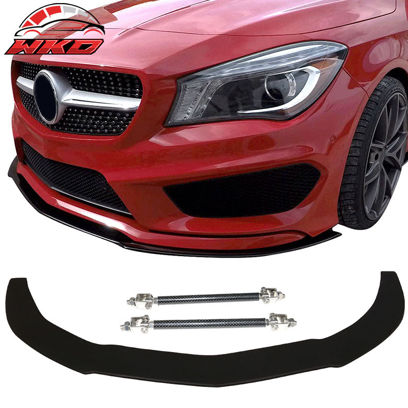 Fits 14-18 Benz CLA C117 Front Lip Splitter Rod Coated Textured Matte Black