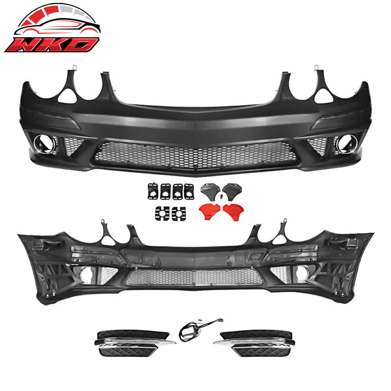 Fits 07-09 Mercedes Benz E Class W211 AMG Style Front Bumper with Grille LED DRL