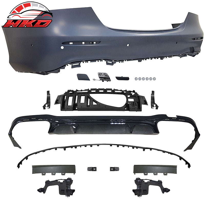 Fits 21-23 Benz W213 E Class 4-Door Front & Rear Bumper Cover Grille Side Skirts