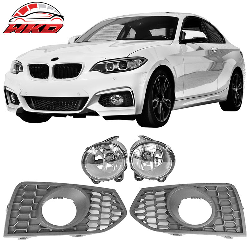 Fits 14-21 BMW 2-Series F22 F23 Mtech Fog Lights Bumper Driving Lamps w/ Bezels