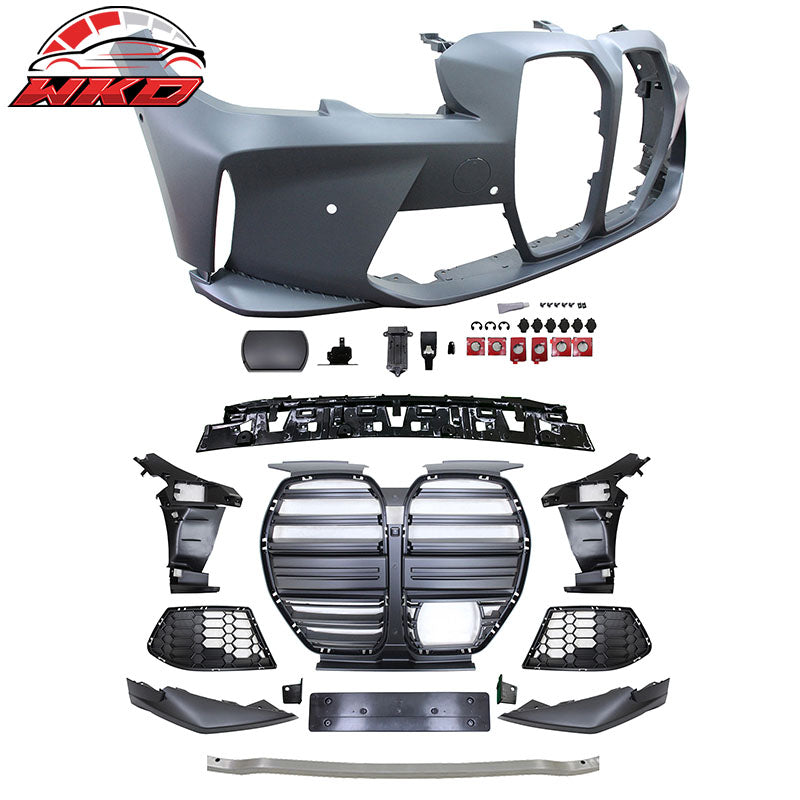 Fits 19-22 BMW 3 Series G20 M3 Style Front Rear Bumper for Round Tip &Side Skirt
