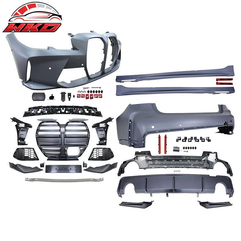 Wholesale 19-22 BMW G20 M3 Style Front Rear Bumper for Round Tip &Side Skirt w/ Light