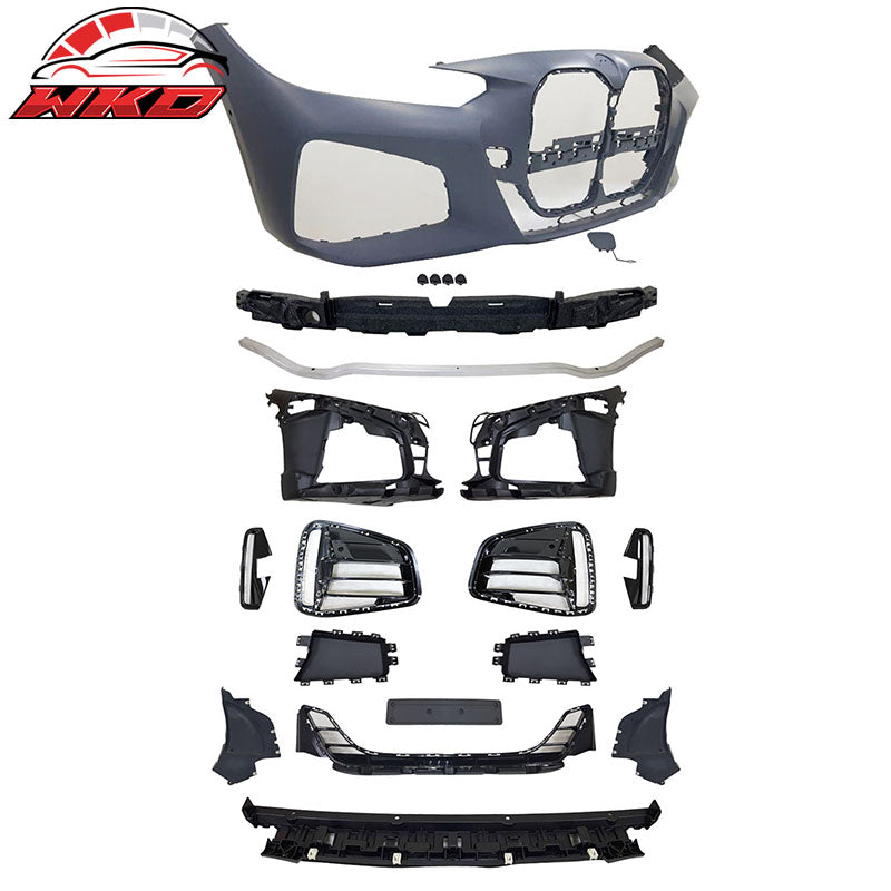 Fits 21-27 BMW 4-Series G22 G23 MP Front + Rear Bumper Cover + 4PCS Side Skirts