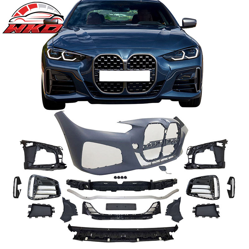 Fits 21-27 BMW 4-Series G22 G23 MP Front + Rear Bumper Cover + 4PCS Side Skirts