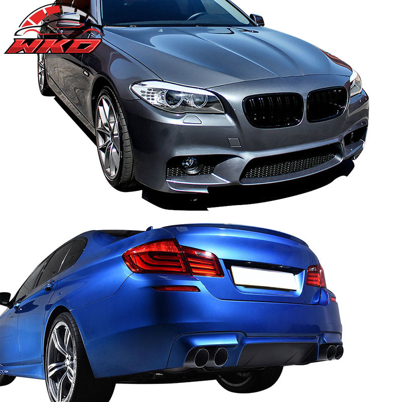 Fits 14-16 BMW F10 LCI M5 Style Front Bumper W/ Foglight + Cover + Rear Bumper