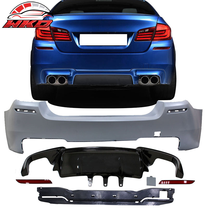 Fits 14-16 BMW F10 LCI M5 Style Front Bumper W/ Foglight + Cover + Rear Bumper